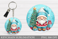 Christmas Gnome Keychain. Christmas Keychain Sublimation Product Image 1