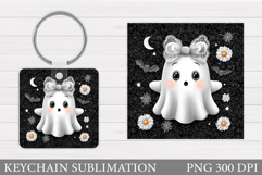 Halloween Ghost Keychain. Halloween Keychain Sublimation Product Image 1