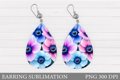 Flowers Earring Design. Floral Earring Sublimation Product Image 1