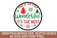 It&#039;s The Most Wonderful Time Christmas Round Sign SVG Design Product Image 1