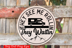 Camping Round Sign SVG Design Outdoor Sign Camping SVG Product Image 1