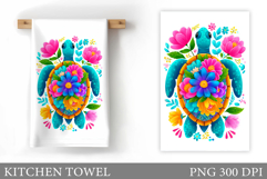 Turtle Kitchen Towel Design. Sea Kitchen Towel Sublimation Product Image 1