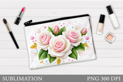 Roses Makeup Bag Sublimation. Floral Makeup Bag Design Product Image 1
