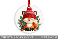 Cute Fox Christmas Ornament. Christmas Ornament Sublimation Product Image 1