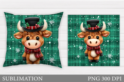 Christmas Cow Pillow Design. Christmas Pillow Sublimation Product Image 1
