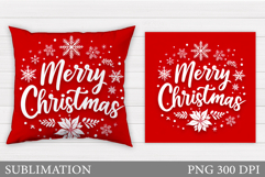 Merry Christmas Pillow Design. Christmas Pillow Sublimation Product Image 1
