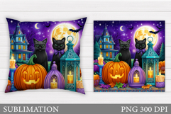 Halloween Cat Pillow Design. Cute Halloween Sublimation Product Image 1