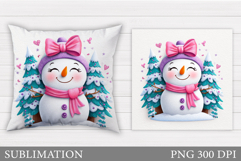 Christmas Snowman Pillow. Christmas Pillow Sublimation Product Image 1