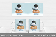Cute Snowman Mug Design. Christmas Mug Sublimation Product Image 1