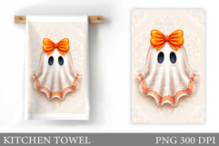 Ghost Kitchen Towel Design. Halloween Pumpkin Towel Product Image 1