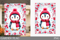 Penguin Garden Flag. Christmas Garden Flag Sublimation Product Image 1