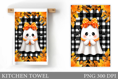 Fall Ghost Kitchen Towel. Fall Kitchen Towel Sublimation Product Image 1