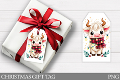 Christmas Cow Gift Tag Design. Christmas Gift Tag Printable Product Image 1