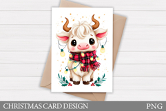 Christmas Cow Card Printable. Christmas Card Design Product Image 1
