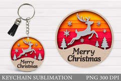 Reindeer Keychain Design. Winter Deer Keychain Sublimation Product Image 1