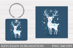 Cute Deer Keychain Design. Christmas Keychain Sublimation Product Image 1