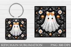 Halloween Keychain Sublimation. Ghost Keychain Design Product Image 1