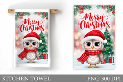Christmas Owl Kitchen Towel. Christmas Owl Kitchen Towel Product Image 1
