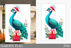 Christmas Peacock Garden Flag. Christmas Garden Flag Design Product Image 1