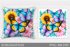 Butterflies Sublimation. Butterflies Pillow Design Product Image 1
