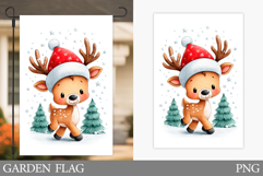 Reindeer Garden Flag. Christmas Garden Flag Sublimation Product Image 1