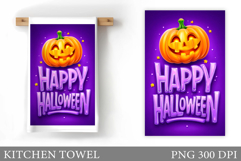Halloween Pumpkin Kitchen Towel. Halloween Sublimation Product Image 1