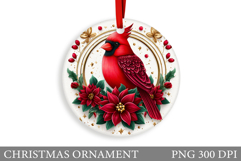 Cardinal Christmas Ornament. Christmas Bird Sublimation Product Image 1
