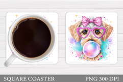 Cute Dog Coaster Sublimation. Funny Dog Sublimation Product Image 1