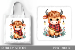 Christmas Cow Tote Bag. Christmas Tote Bag Sublimation Product Image 1