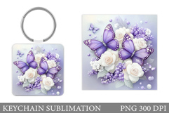 Butterfly Keychain Design. Butterfly Flowers Keychain Product Image 1