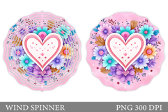 Heart Wind Spinner Sublimation. Flowers Wind Spinner Design Product Image 1
