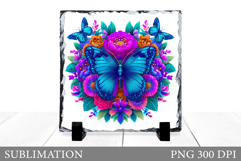 Butterflies Slate Design. Butterflies Flowers Sublimation Product Image 1
