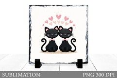 Valentines Cat Sublimation. Valentines Slate Design Product Image 1