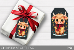 Christmas Cow Gift Tag Design. Christmas Gift Tag Printable Product Image 1