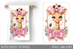 Cute Giraffe Kitchen Towel. Giraffe Flowers Kitchen Towel Product Image 1