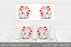 Valentines Cat Mug Design. Valentines Mug Sublimation Product Image 1
