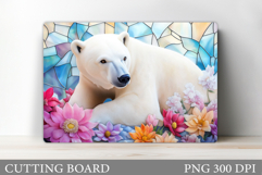 Polar Bear Cutting Board. Bear Flowers Cutting Board Design Product Image 1