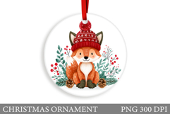 Cute Fox Christmas Ornament. Christmas Ornament Sublimation Product Image 1