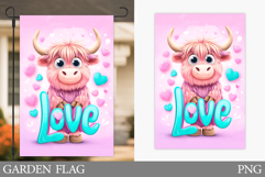 Valentines Cow Garden Flag. Valentines Garden Flag Design Product Image 1