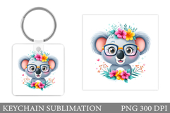Cute Koala Keychain Design. Cute Koala Sublimation Product Image 1