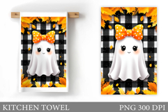 Fall Ghost Kitchen Towel. Fall Kitchen Towel Sublimation Product Image 1