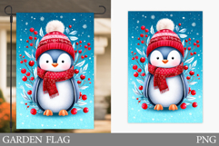 Penguin Garden Flag. Christmas Garden Flag Sublimation Product Image 1