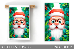 Cute Santa Claus Kitchen Towel. Christmas Kitchen Towel Product Image 1