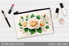 Roses Makeup Bag Sublimation. Floral Makeup Bag Design Product Image 1