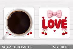 Love Coaster Sublimation. Valentines Coaster Design Product Image 1