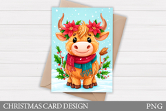 Christmas Cow Card Printable. Christmas Card Design Product Image 1