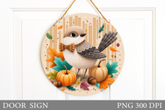 Fall Bird Door Sign Sublimation. Fall Door Sign Design Product Image 1