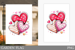Hearts Garden Flag Design. Valentine Garden Flag Sublimation Product Image 1