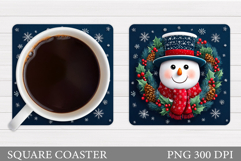 Cute Snowman Coaster Design. Christmas Coaster Sublimation Product Image 1