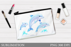 Dolphin Makeup Bag Sublimation. Dolphin Cosmetics Bag Design Product Image 1